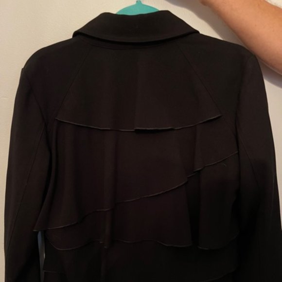 Adam Jacobs Womens Black Blazer Ruffle Size 12 - Picture 5 of 5